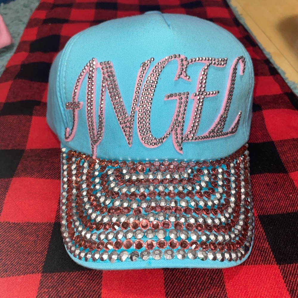 Baby Blue “ANGEL” Studded Baseball Cap